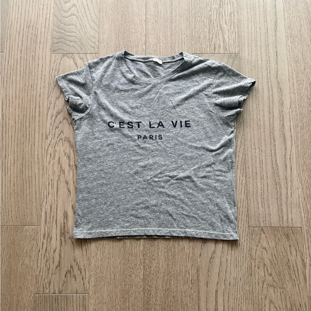 Gray 'C'EST LA VIE PARIS' Crop Tee